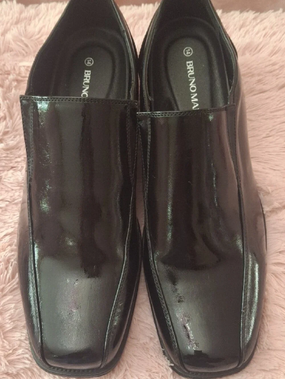 BRUNO MARC Men's Black Slip-On Dress Shoes NWOB 14W